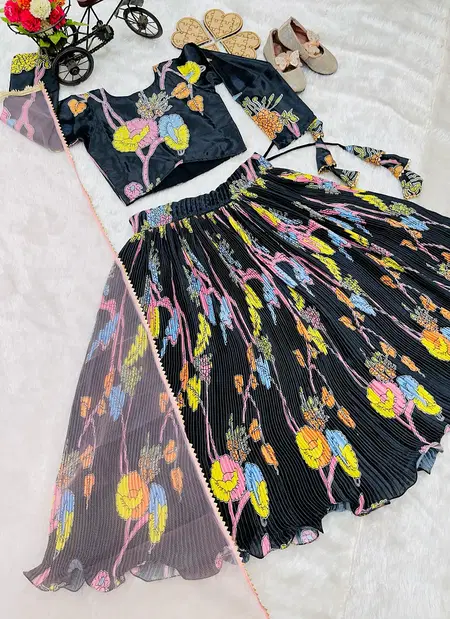 OC 203 Heavy Chinon Silk With Digital Print Lahenga With Choli Dupatta Girls Wear Kids Bulk Orders In India